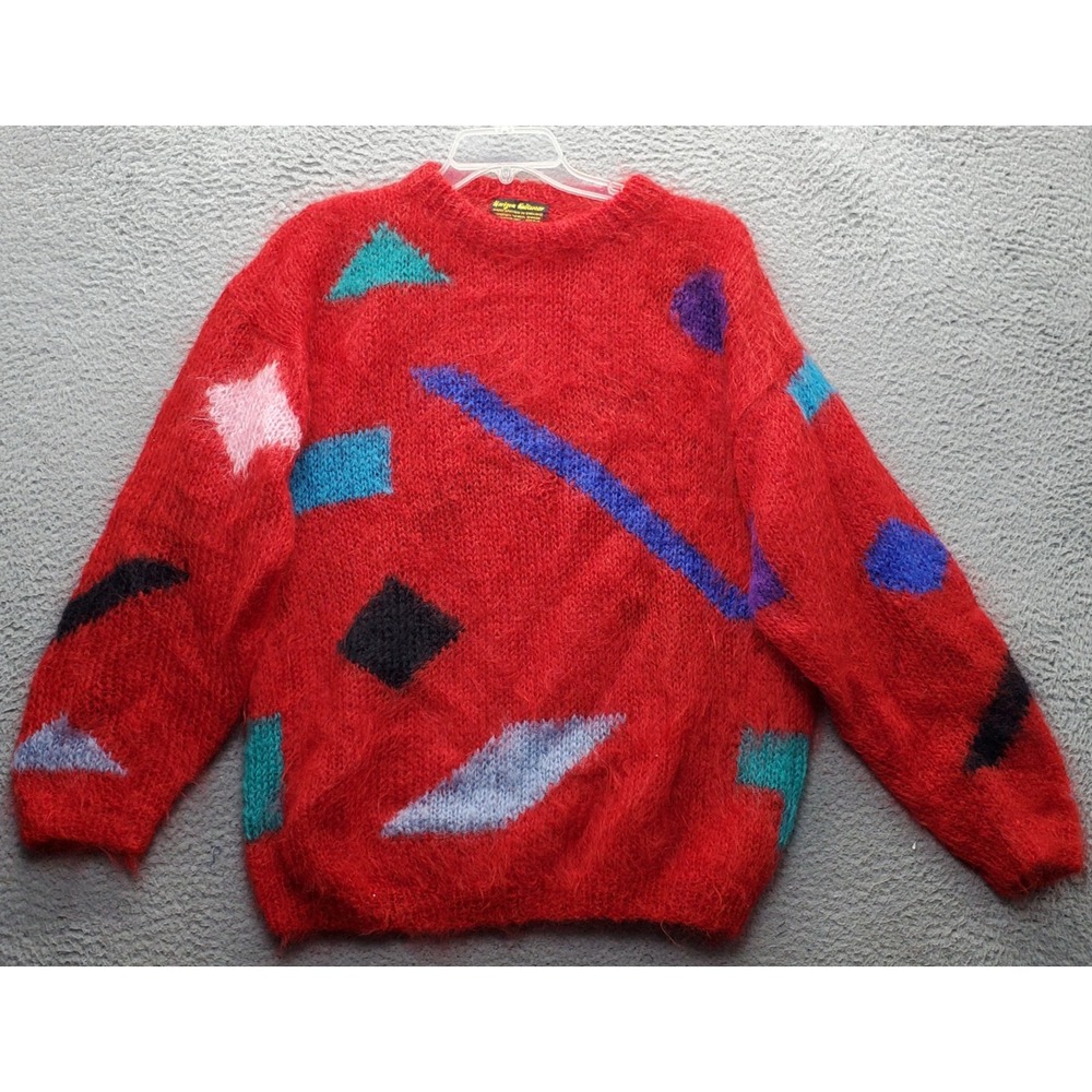 Horizon Knitwear Sweater Women Multi Geometric Wool Blend Raglan Sleeve Pullover